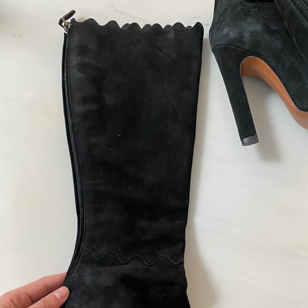 Azzedine Alaia Knee High Black Suede Boots - Picture 3 of 7